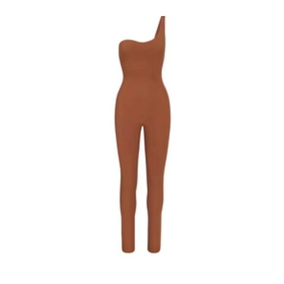 skims New one strap all in one Solid Caramel Copper Brown Jumpsuit Small - Picture 1 of 5